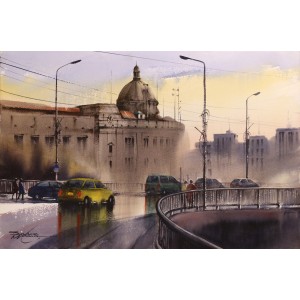 Sarfraz Musawir, KPT-KArachi, 15 x 22 Inch, Watercolor on Paper, Cityscape Painting, AC-SAR-092